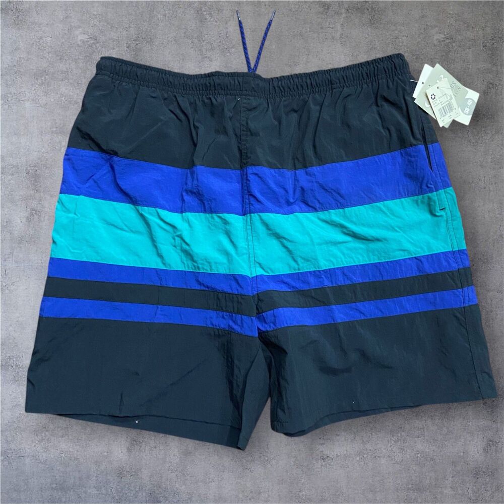 Great Lakes Recreation Vintage Y2K NWT Black Teal Purple Swim Trunks Shorts L